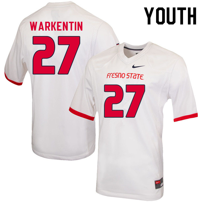 Youth #27 Ryan Warkentin Fresno State Bulldogs College Football Jerseys Sale-White